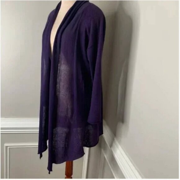 Uniqlo Purple Linen Blend Open Front Draped Cardigan Size Small - Picture 4 of 7
